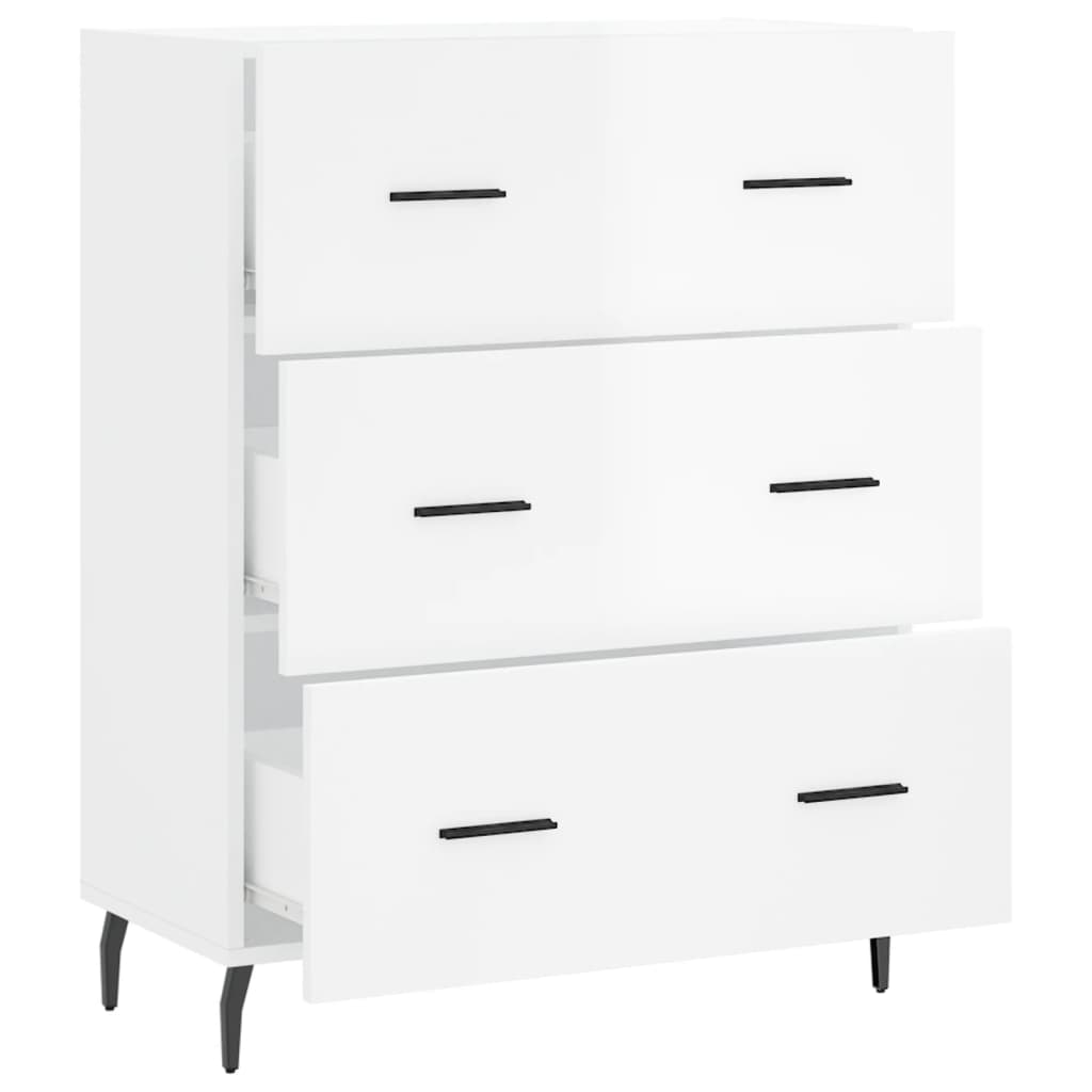 Credenza 69,5x34x90 cm in Legno Multistrato Bianco Lucido - homemem39