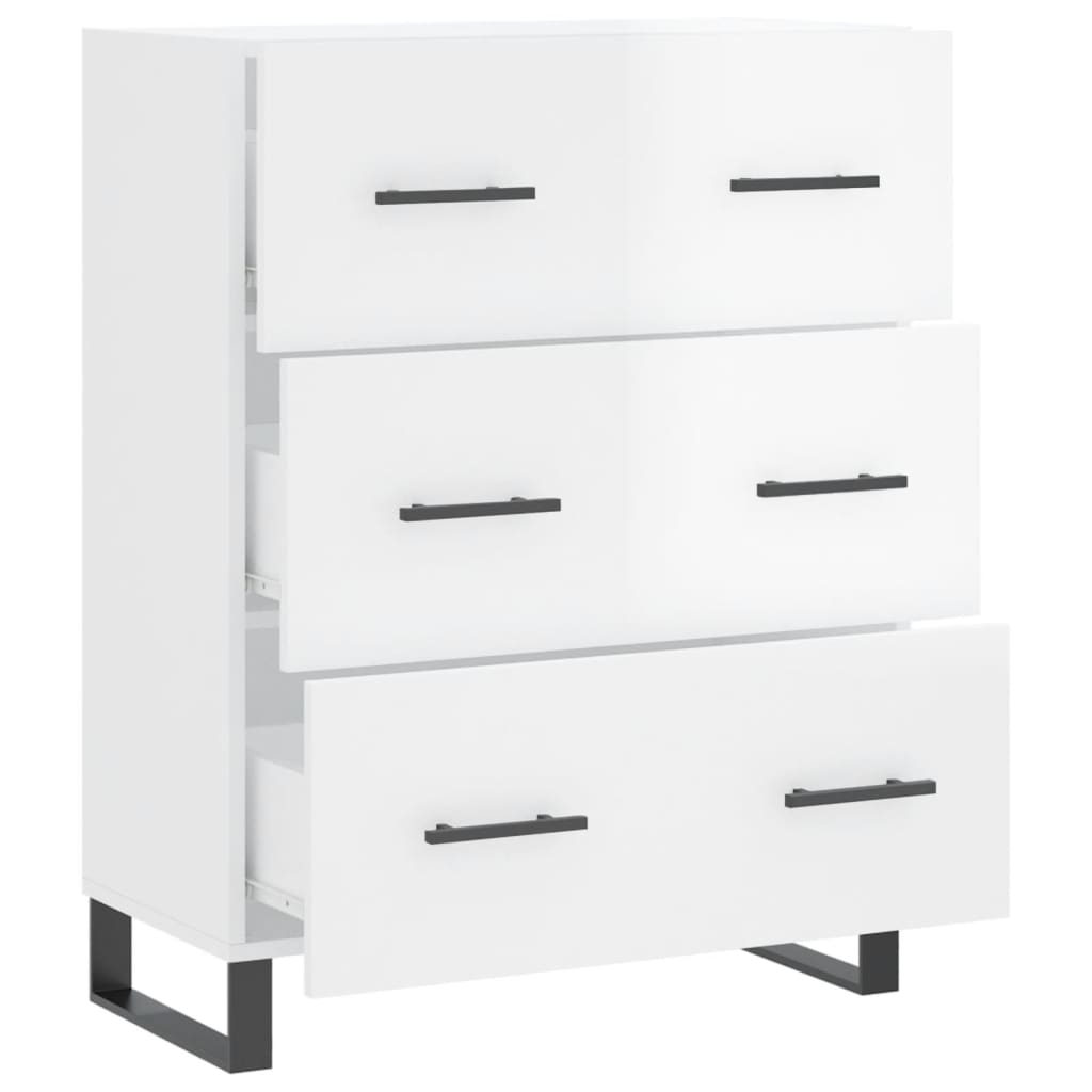 Credenza 69,5x34x90 cm in Legno Multistrato Bianco Lucido - homemem39