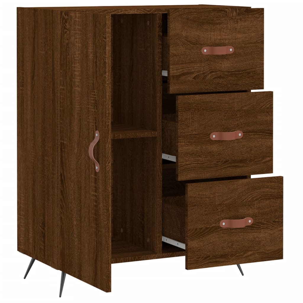 Credenza Rovere Marrone 69,5x34x90 cm in Legno Multistrato - homemem39