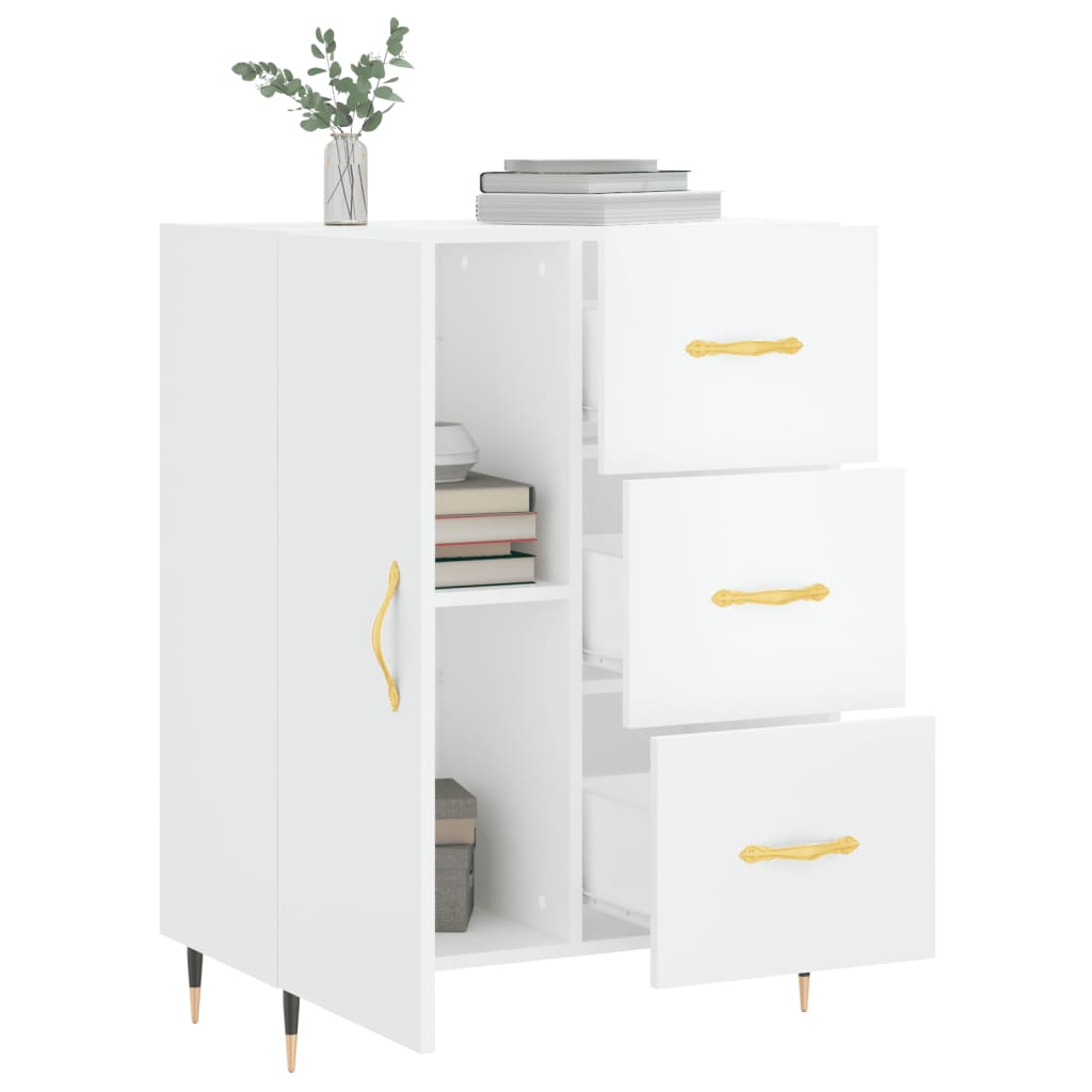 Credenza 69,5x34x90 cm in Legno Multistrato Bianco Lucido - homemem39