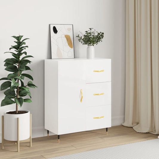 Credenza 69,5x34x90 cm in Legno Multistrato Bianco Lucido - homemem39