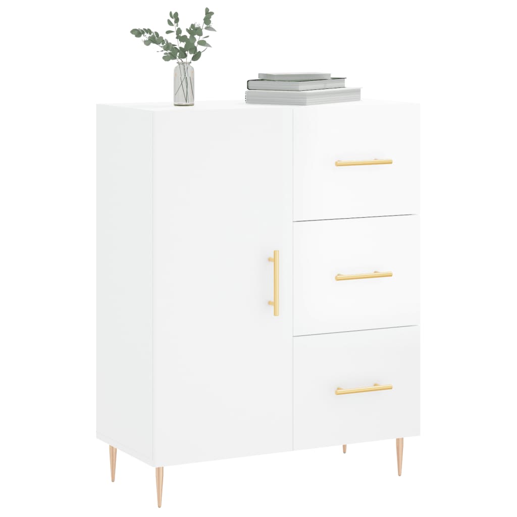 Credenza 69,5x34x90 cm in Legno Multistrato Bianco Lucido - homemem39