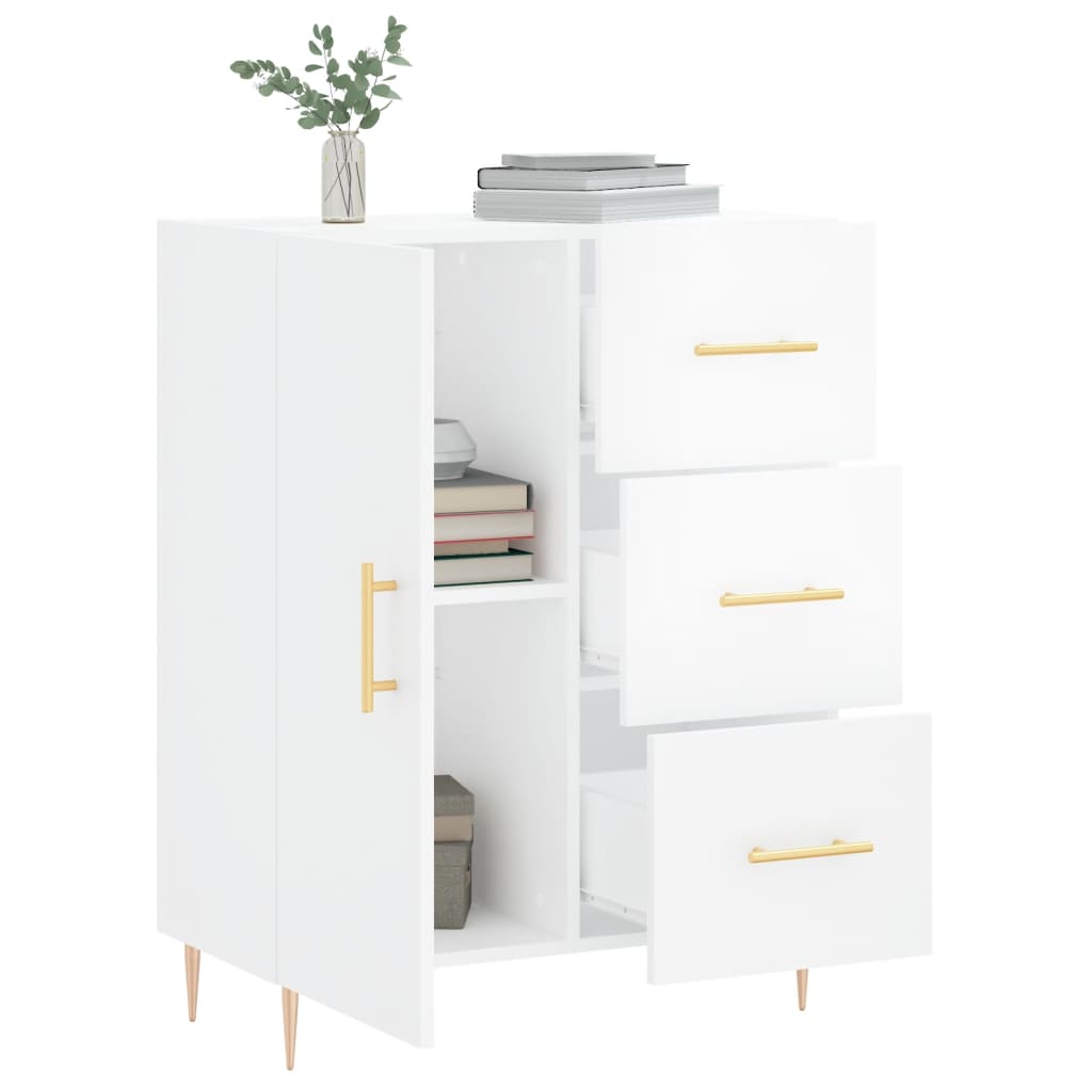 Credenza 69,5x34x90 cm in Legno Multistrato Bianco Lucido - homemem39