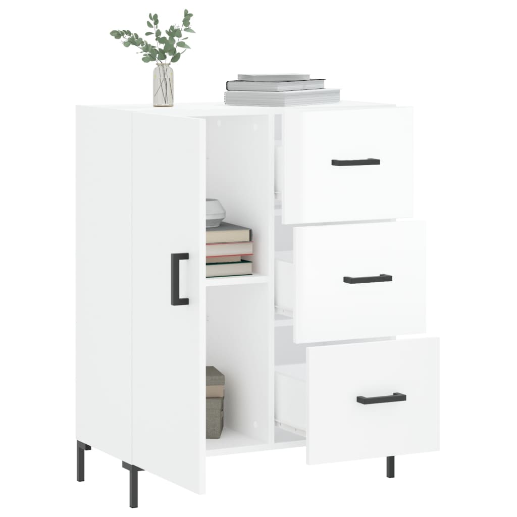 Credenza 69,5x34x90 cm in Legno Multistrato Bianco Lucido - homemem39