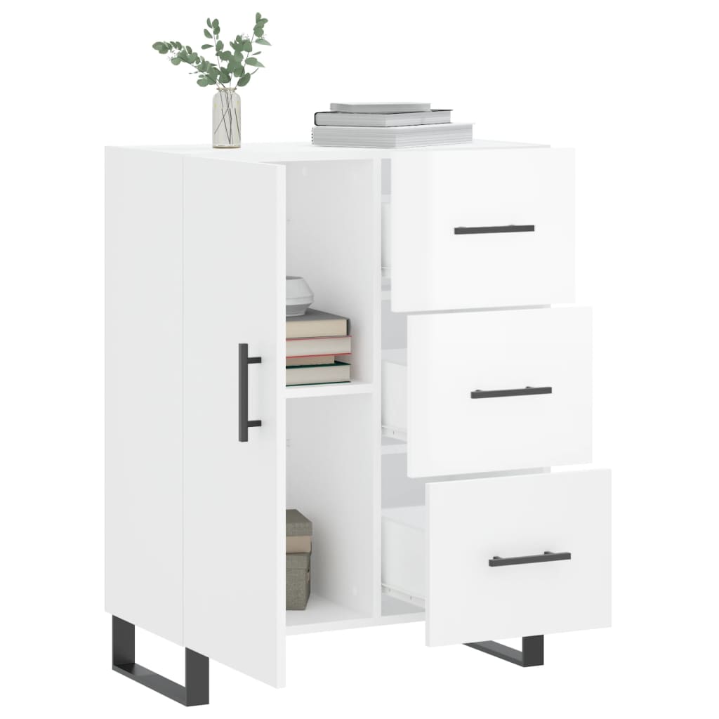 Credenza 69,5x34x90 cm in Legno Multistrato Bianco Lucido - homemem39