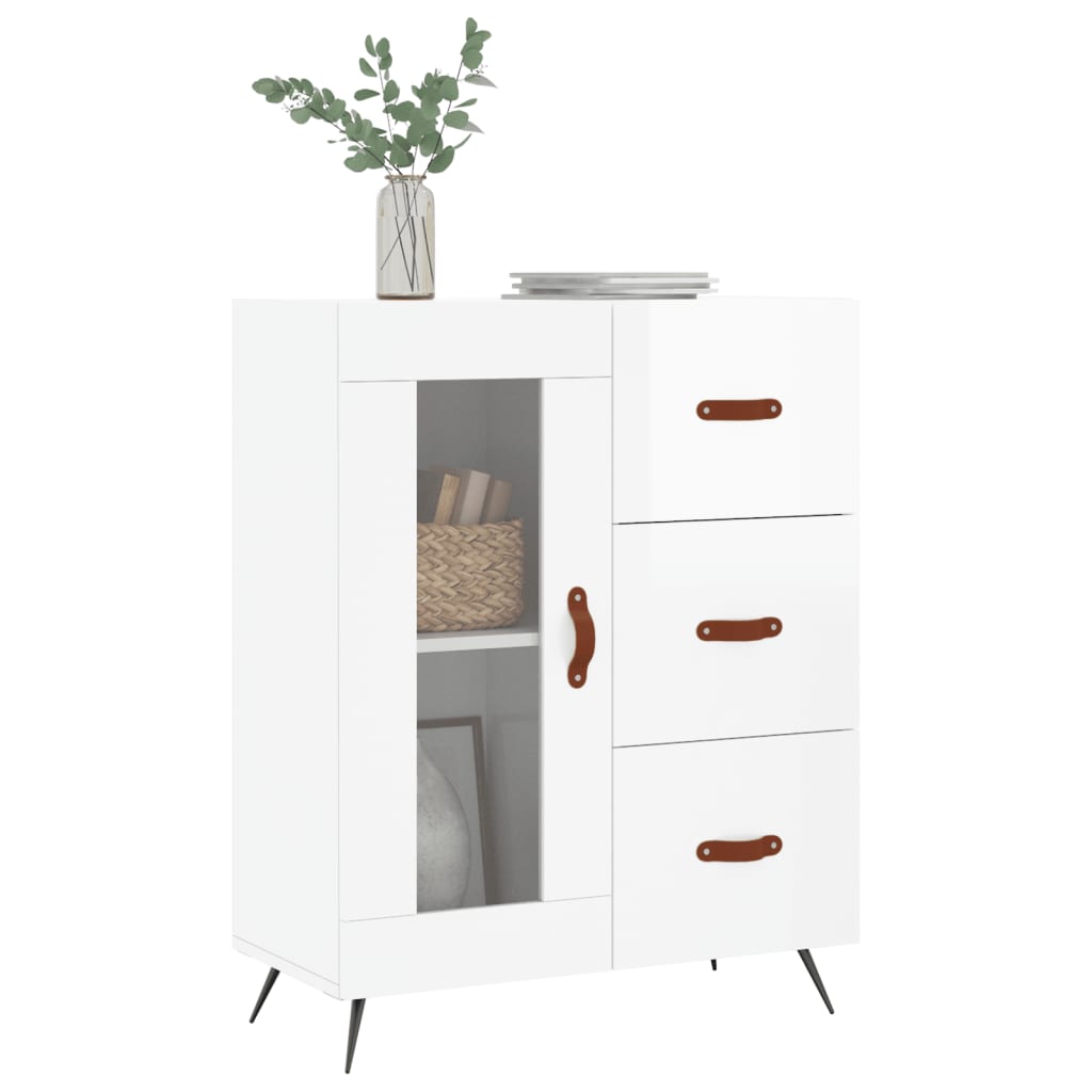 Credenza 69,5x34x90 cm in Legno Multistrato Bianco Lucido - homemem39