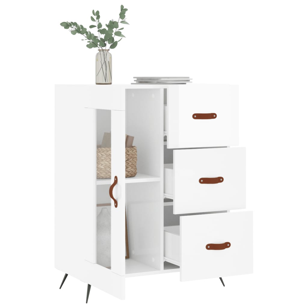 Credenza 69,5x34x90 cm in Legno Multistrato Bianco Lucido - homemem39