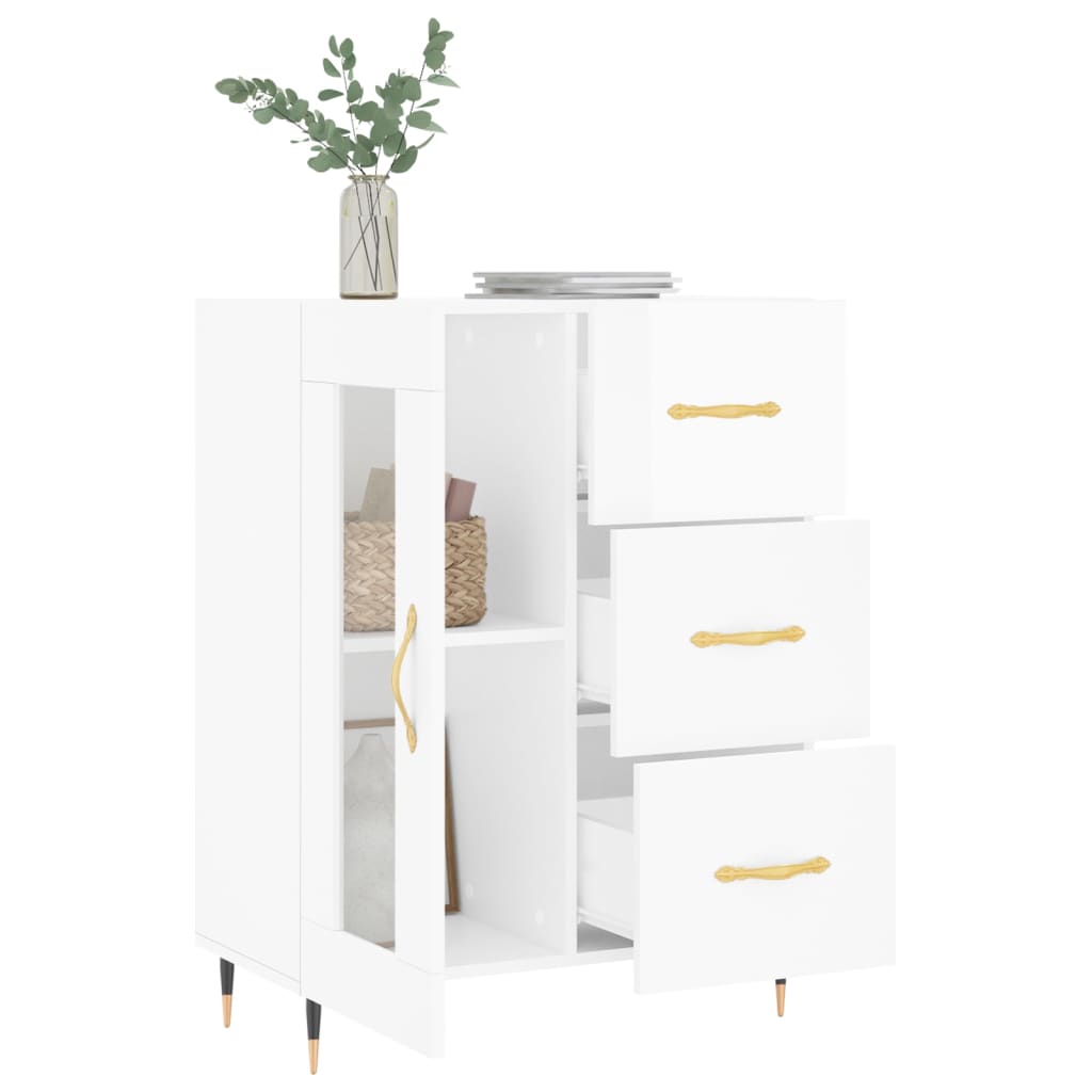 Credenza 69,5x34x90 cm in Legno Multistrato Bianco Lucido - homemem39