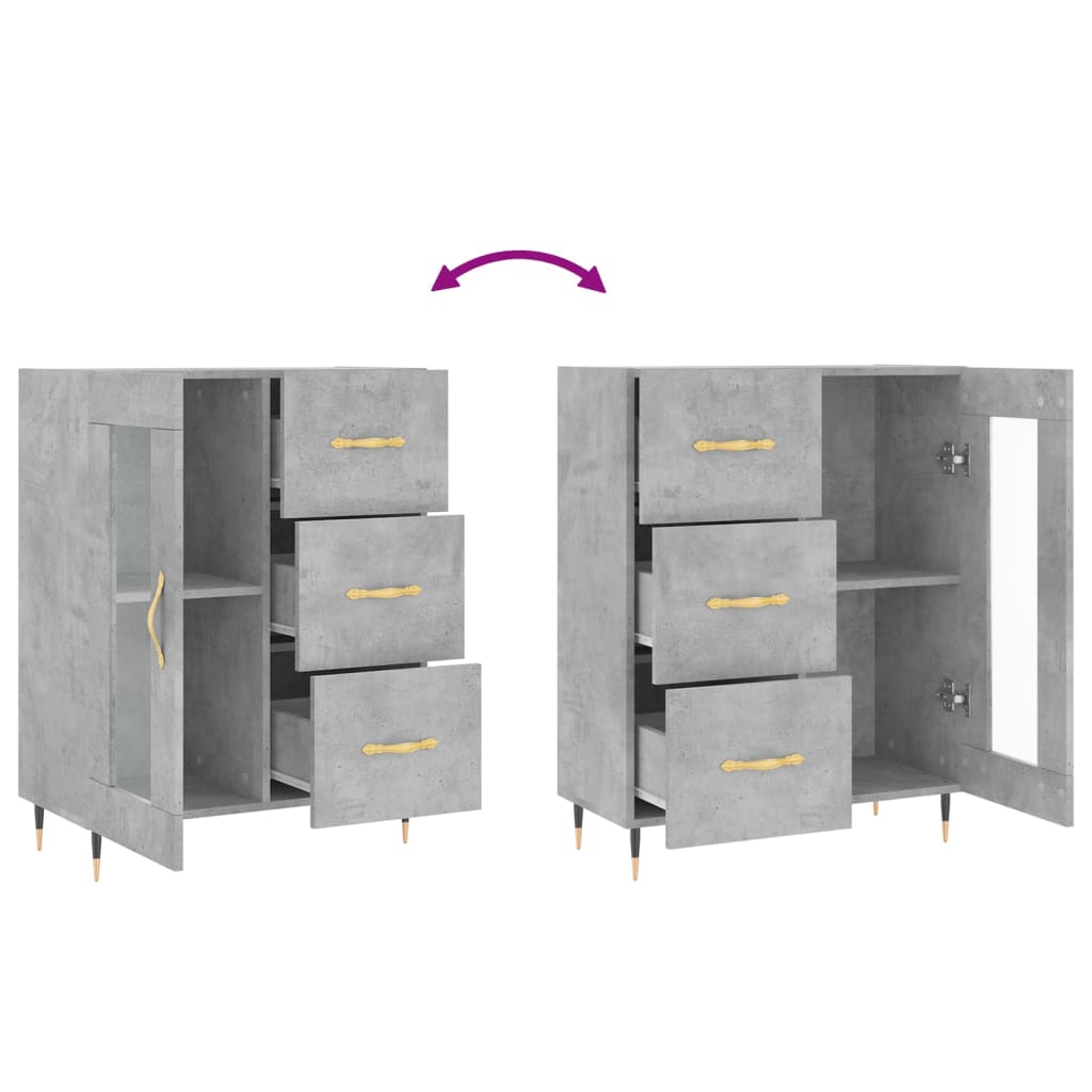 Credenza Grigio Cemento 69,5x34x90 cm in Legno Multistrato - homemem39