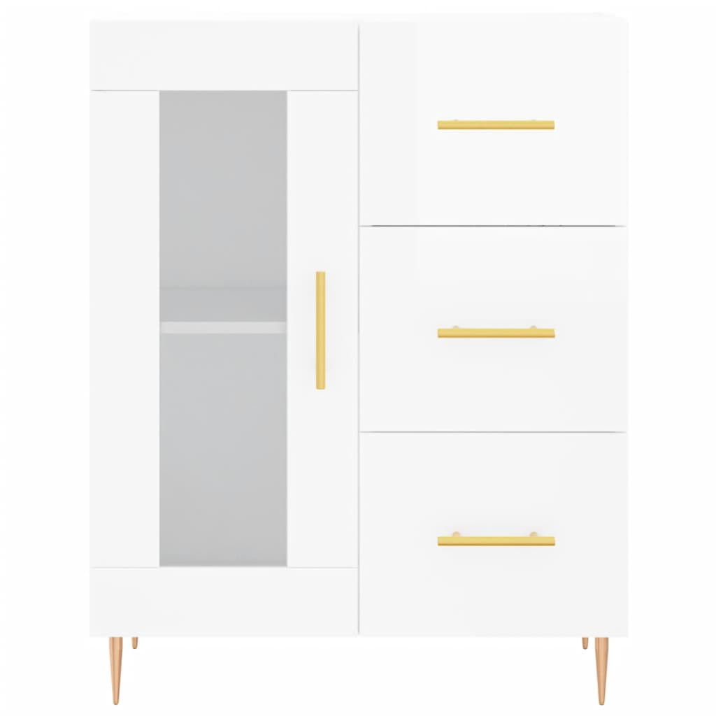 Credenza 69,5x34x90 cm in Legno Multistrato Bianco Lucido - homemem39