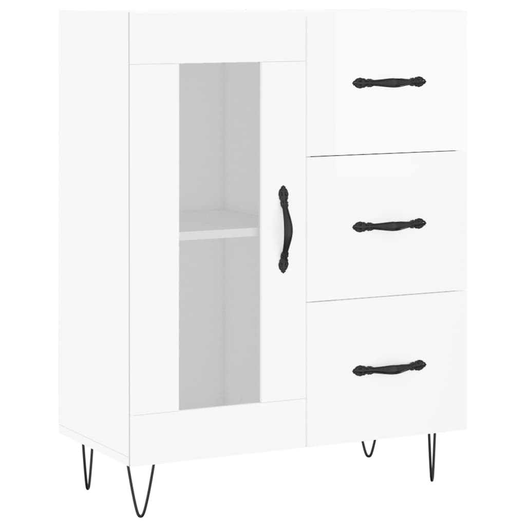 Credenza 69,5x34x90 cm in Legno Multistrato Bianco Lucido - homemem39