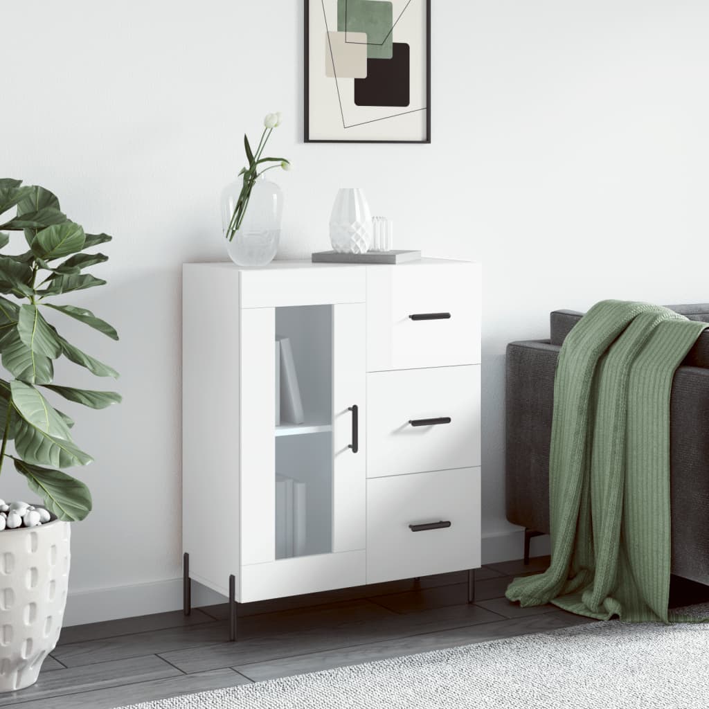 Credenza 69,5x34x90 cm in Legno Multistrato Bianco Lucido - homemem39