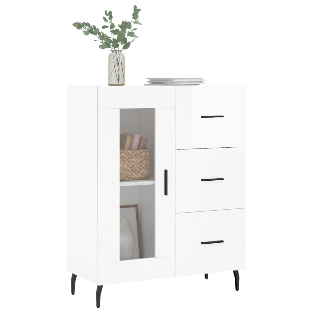 Credenza 69,5x34x90 cm in Legno Multistrato Bianco Lucido - homemem39