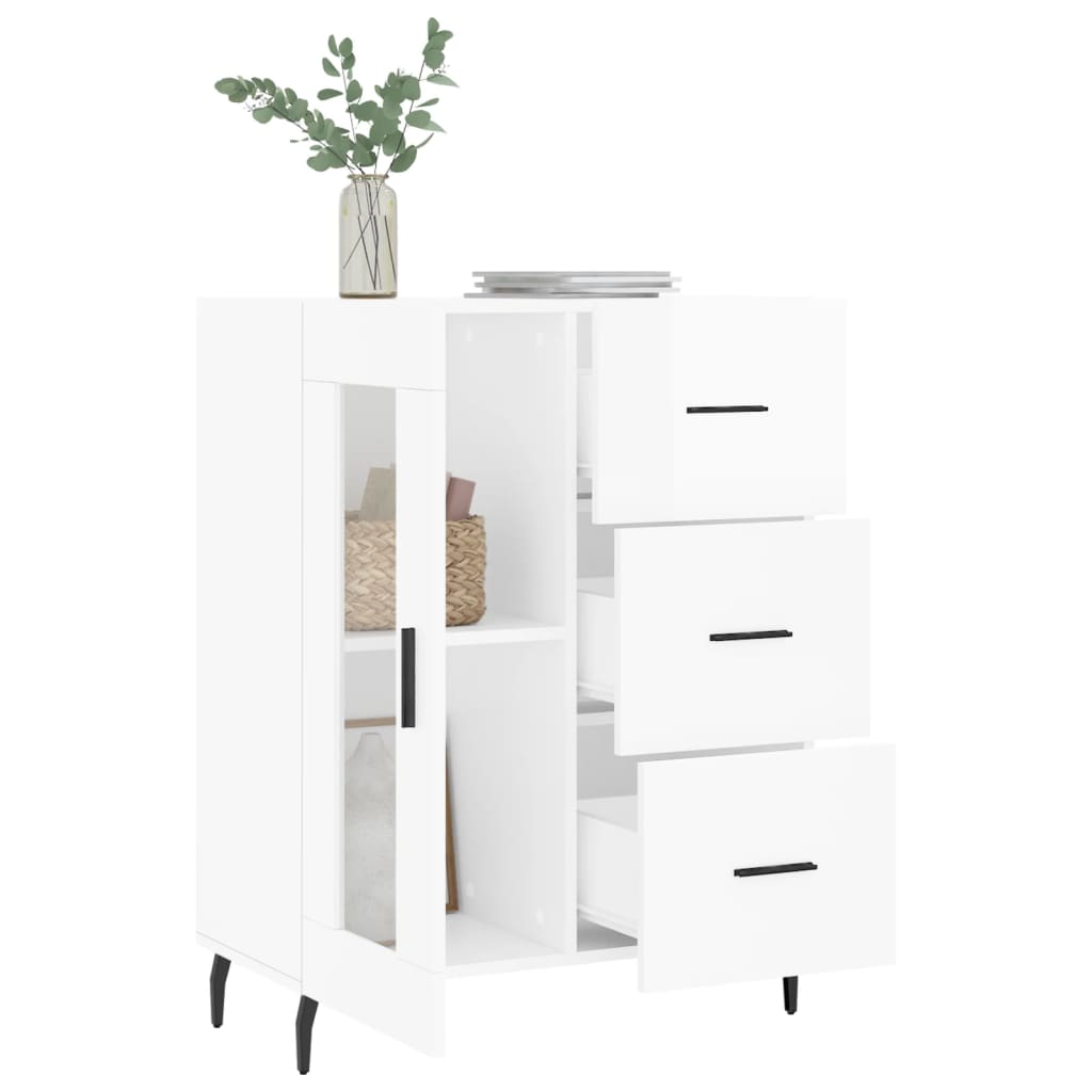 Credenza 69,5x34x90 cm in Legno Multistrato Bianco Lucido - homemem39