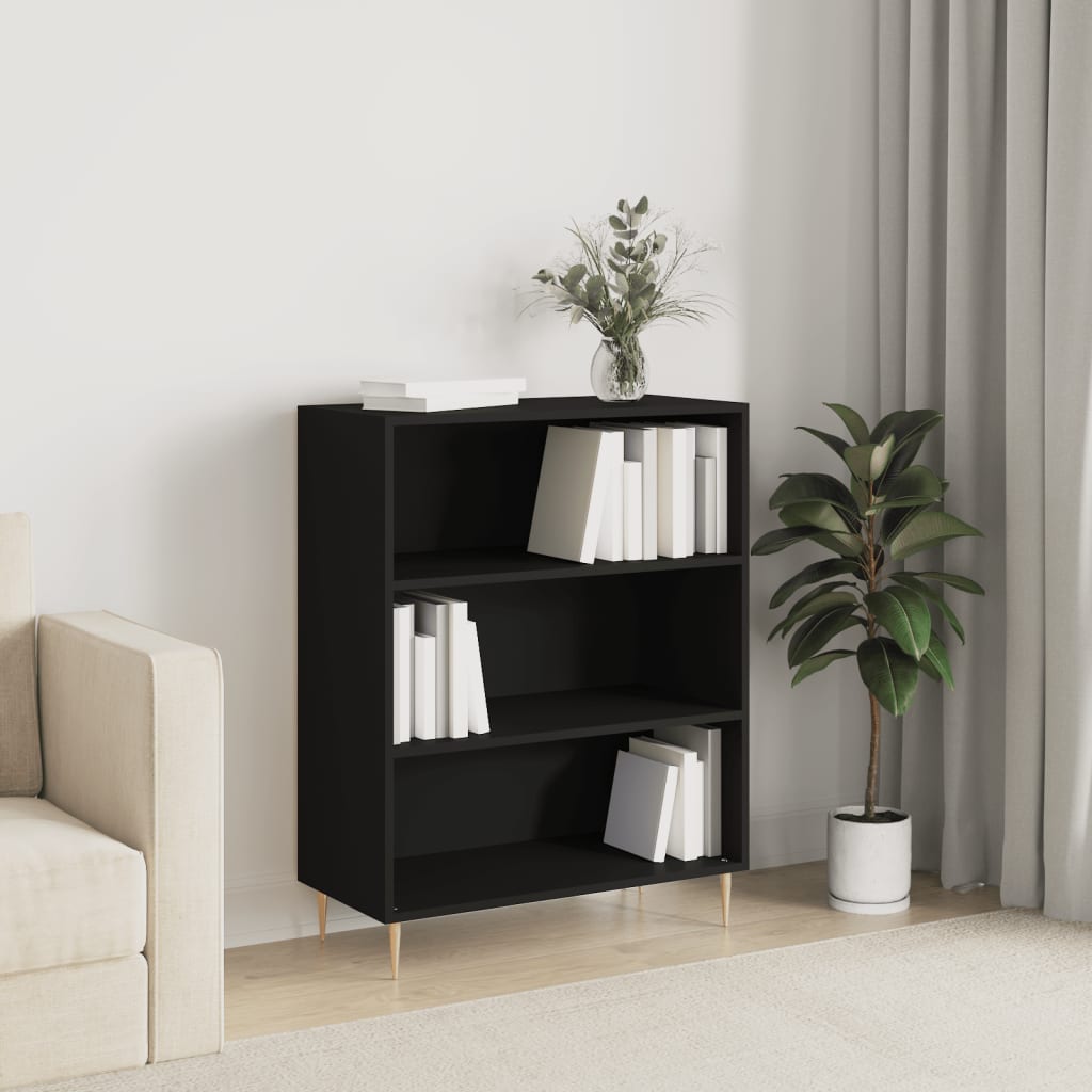 Libreria Nera 69,5x32,5x90 cm in Legno Multistrato - homemem39