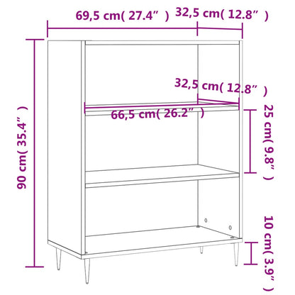 Libreria Bianco Lucido 69,5x32,5x90 cm in Legno Multistrato - homemem39