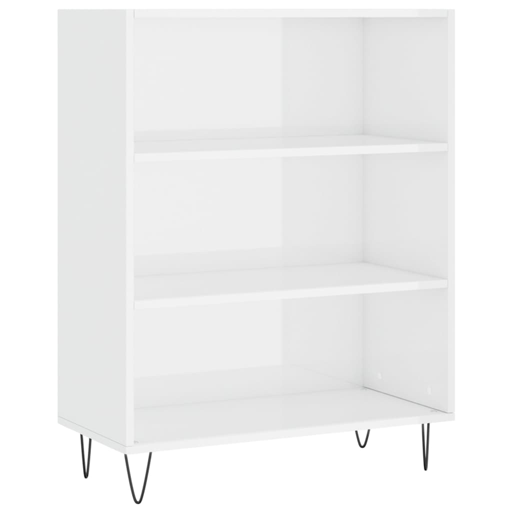 Libreria Bianco Lucido 69,5x32,5x90 cm in Legno Multistrato - homemem39