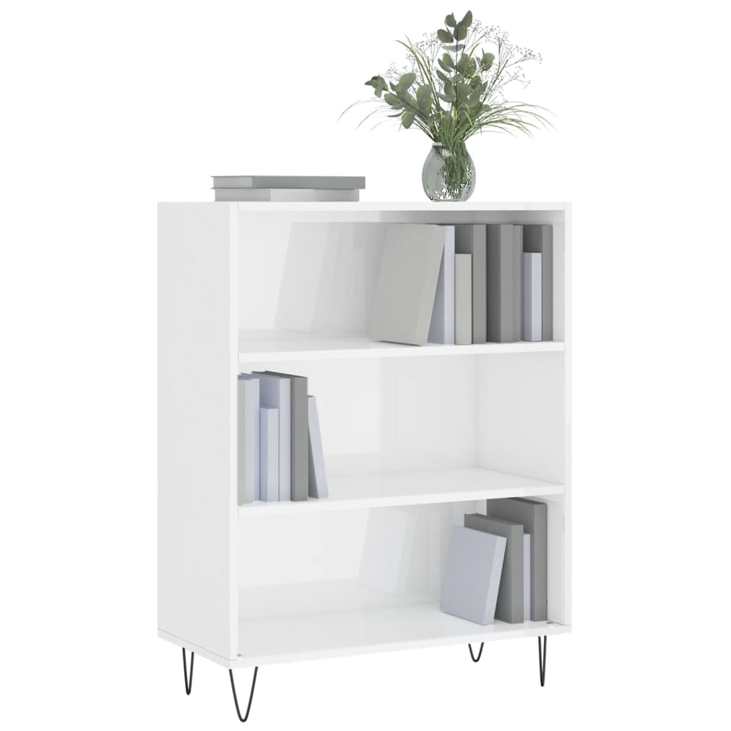 Libreria Bianco Lucido 69,5x32,5x90 cm in Legno Multistrato - homemem39