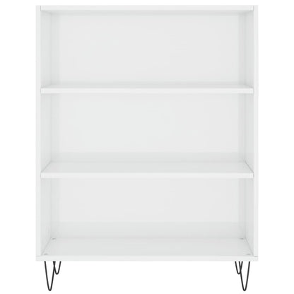 Libreria Bianco Lucido 69,5x32,5x90 cm in Legno Multistrato - homemem39