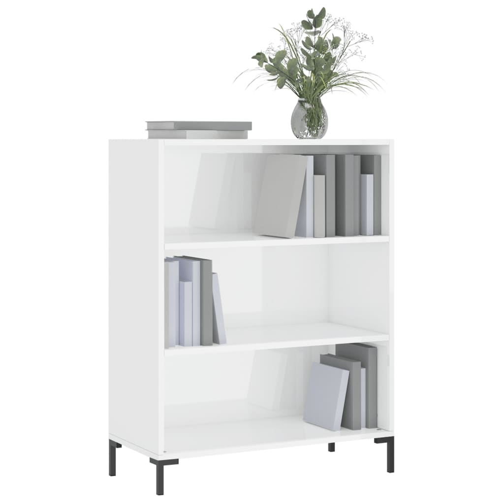 Libreria Bianco Lucido 69,5x32,5x90 cm in Legno Multistrato - homemem39