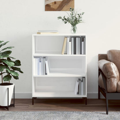 Libreria Bianco Lucido 69,5x32,5x90 cm in Legno Multistrato - homemem39