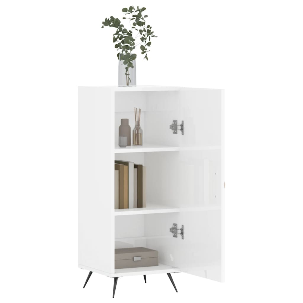 Credenza Bianco Lucido 34,5x34x90 cm in Legno Multistrato - homemem39