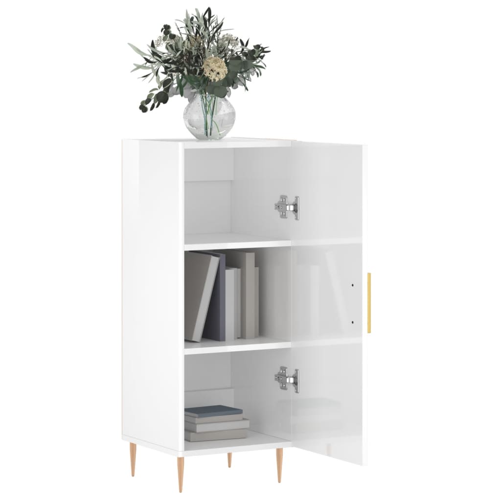 Credenza Bianco Lucido 34,5x34x90 cm in Legno Multistrato - homemem39