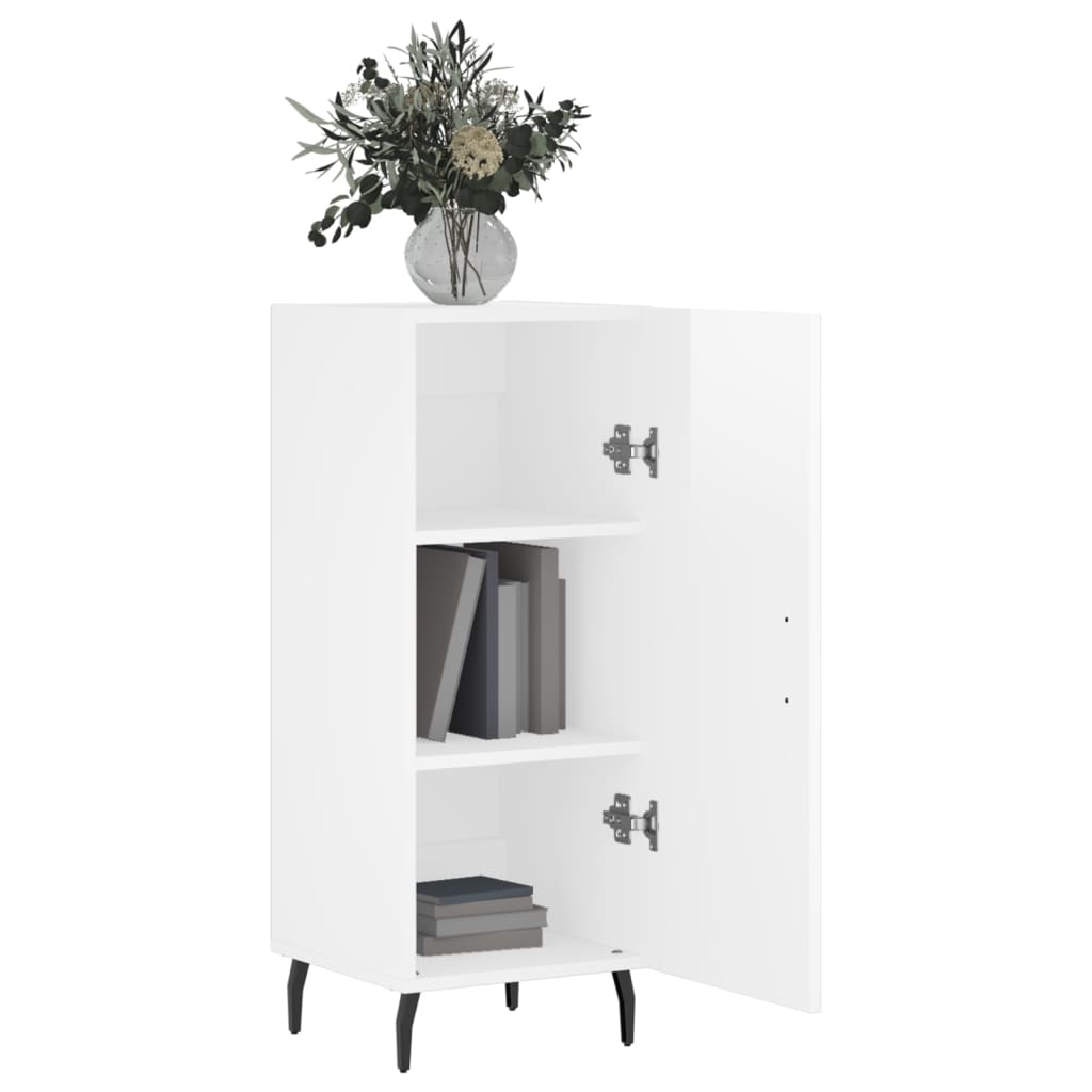 Credenza Bianco Lucido 34,5x34x90 cm in Legno Multistrato - homemem39