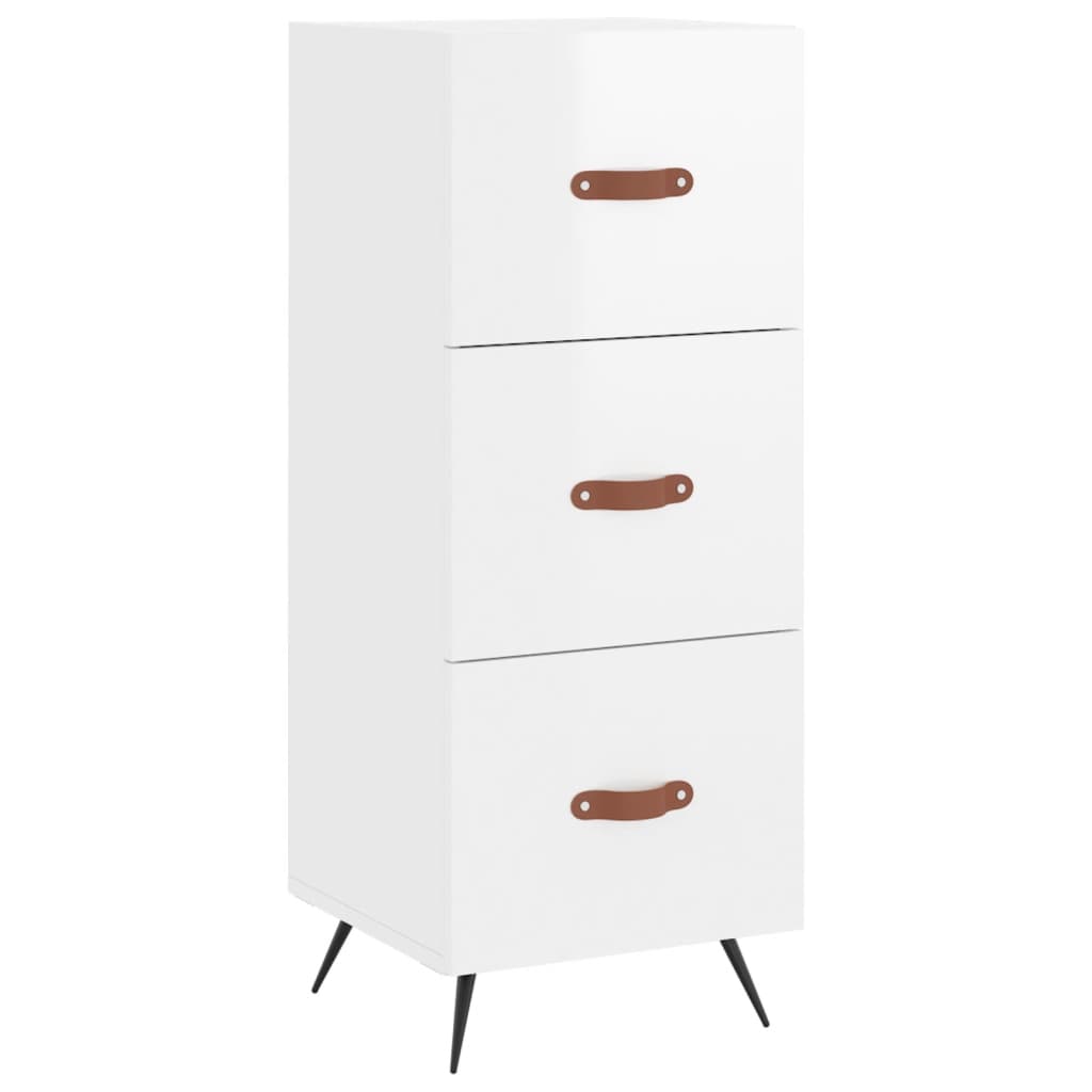 Credenza Bianco Lucido 34,5x34x90 cm in Legno Multistrato - homemem39