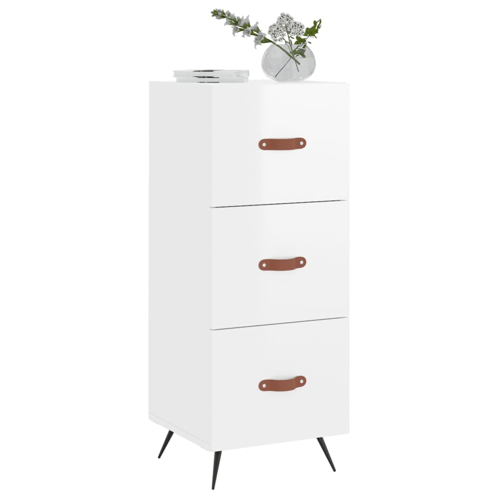 Credenza Bianco Lucido 34,5x34x90 cm in Legno Multistrato - homemem39