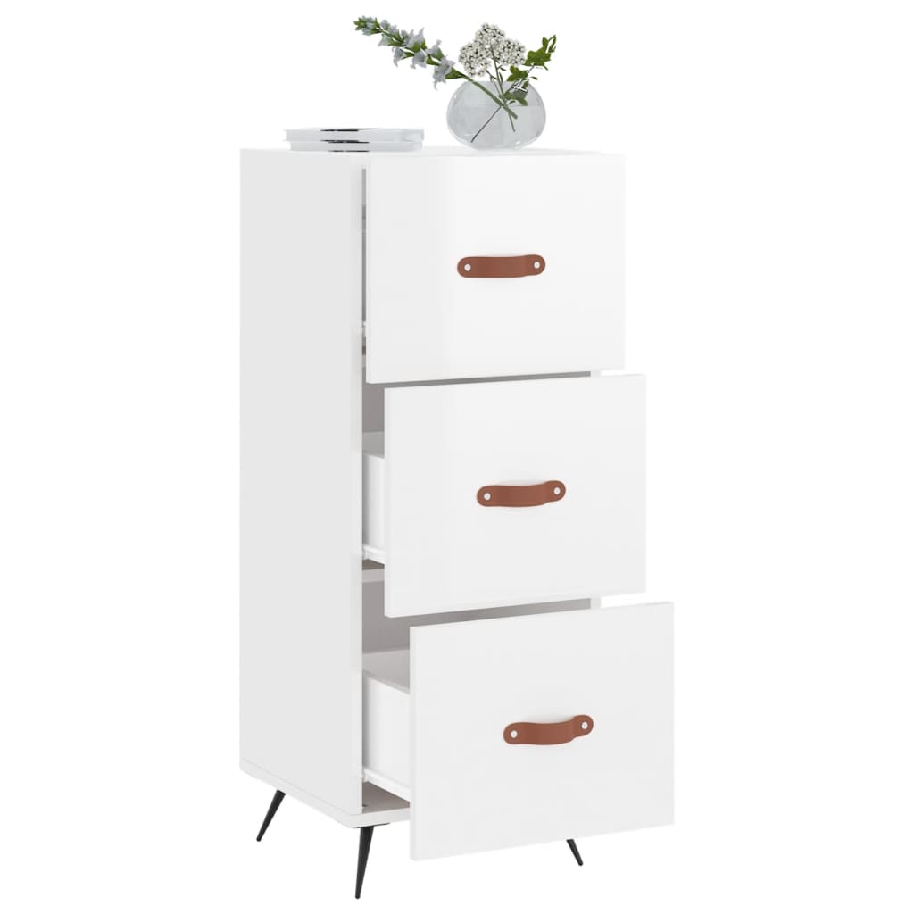 Credenza Bianco Lucido 34,5x34x90 cm in Legno Multistrato - homemem39