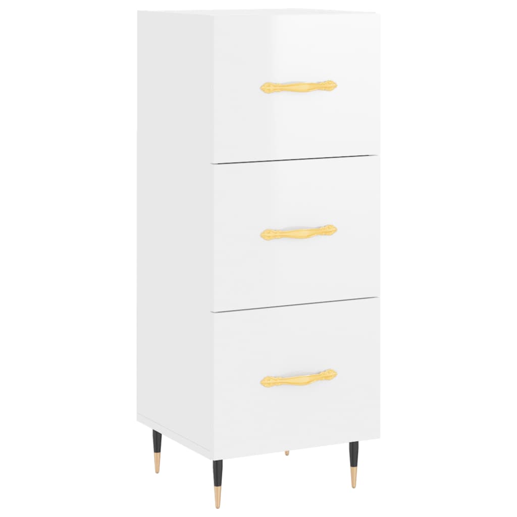 Credenza Bianco Lucido 34,5x34x90 cm in Legno Multistrato - homemem39