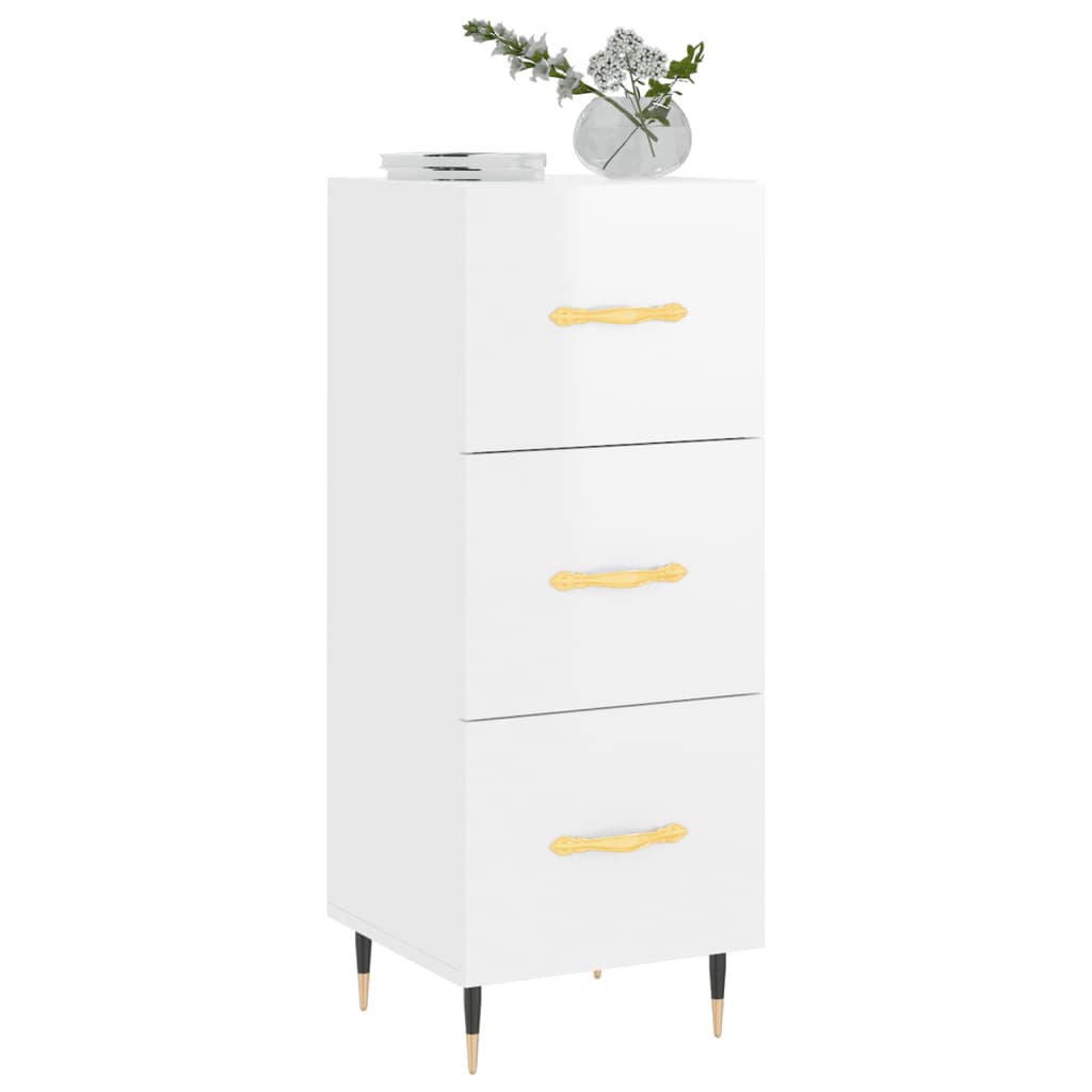 Credenza Bianco Lucido 34,5x34x90 cm in Legno Multistrato - homemem39