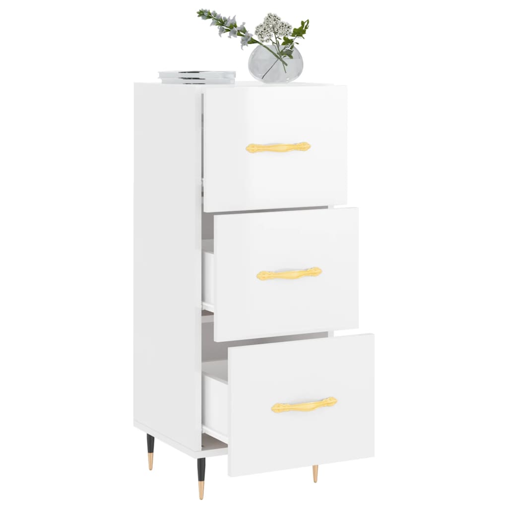 Credenza Bianco Lucido 34,5x34x90 cm in Legno Multistrato - homemem39