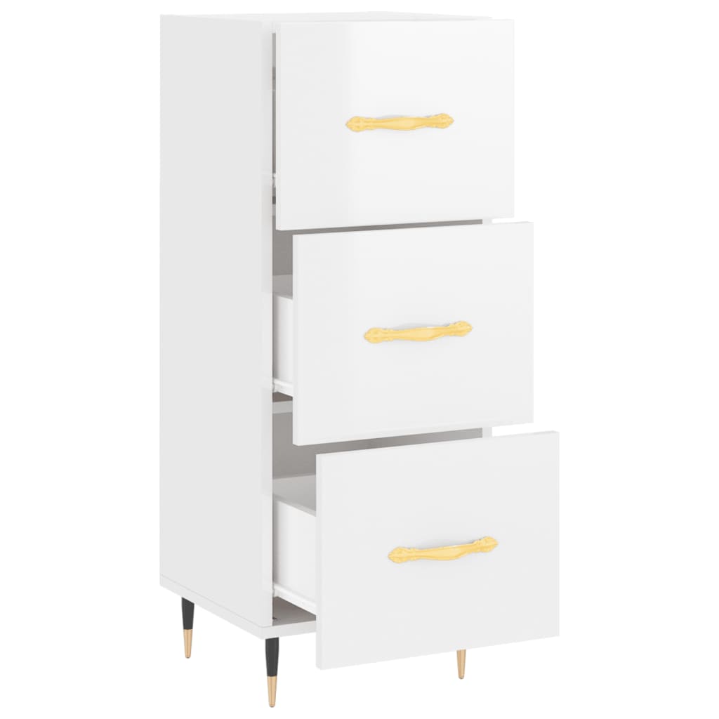 Credenza Bianco Lucido 34,5x34x90 cm in Legno Multistrato - homemem39