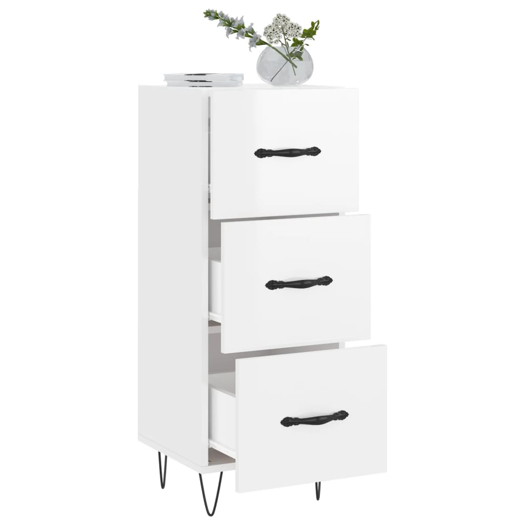 Credenza Bianco Lucido 34,5x34x90 cm in Legno Multistrato - homemem39