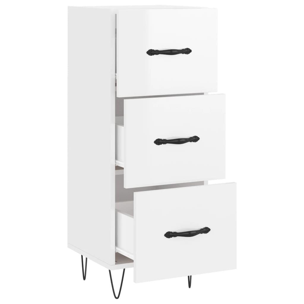 Credenza Bianco Lucido 34,5x34x90 cm in Legno Multistrato - homemem39