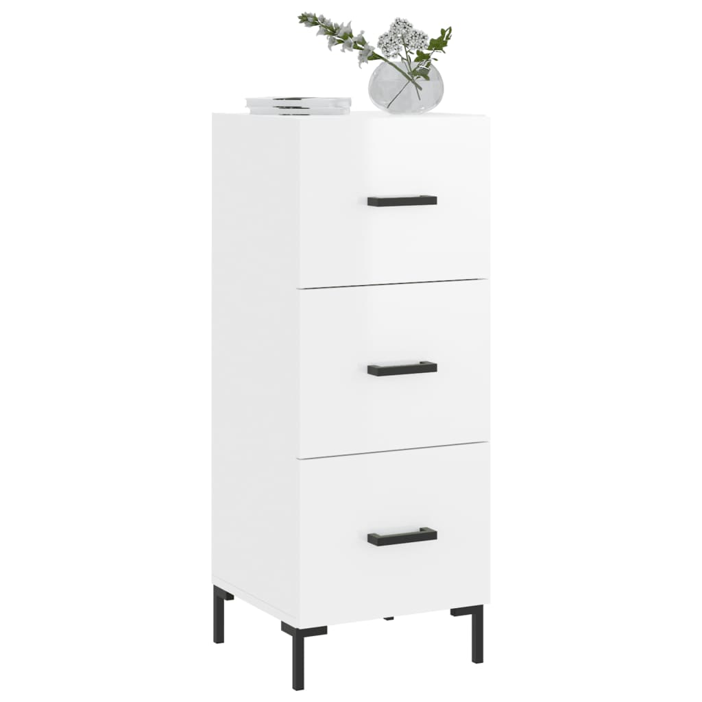 Credenza Bianco Lucido 34,5x34x90 cm in Legno Multistrato - homemem39