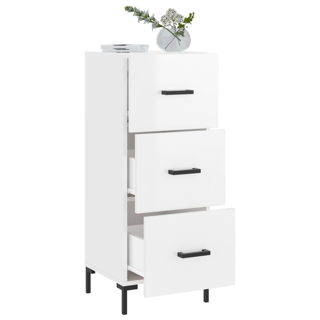 Credenza Bianco Lucido 34,5x34x90 cm in Legno Multistrato - homemem39