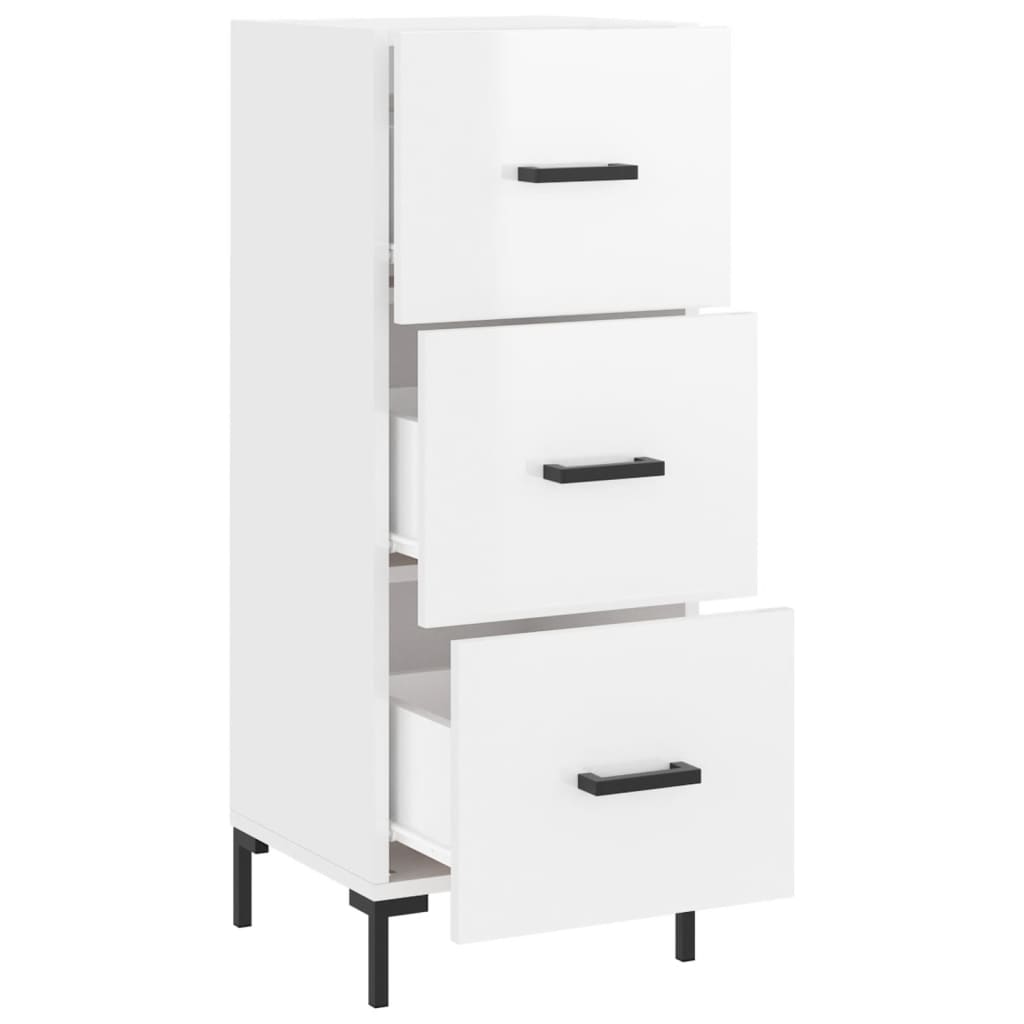 Credenza Bianco Lucido 34,5x34x90 cm in Legno Multistrato - homemem39