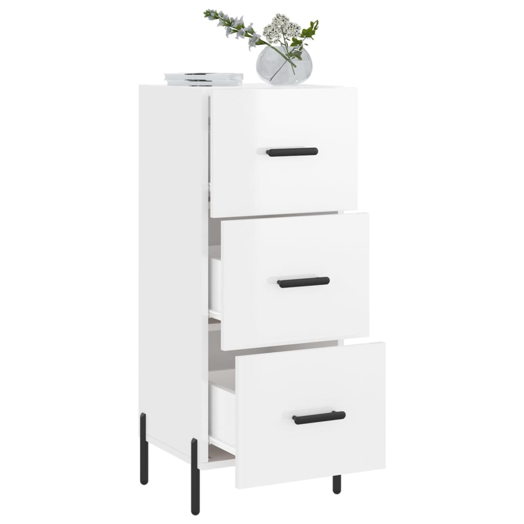 Credenza Bianco Lucido 34,5x34x90 cm in Legno Multistrato - homemem39