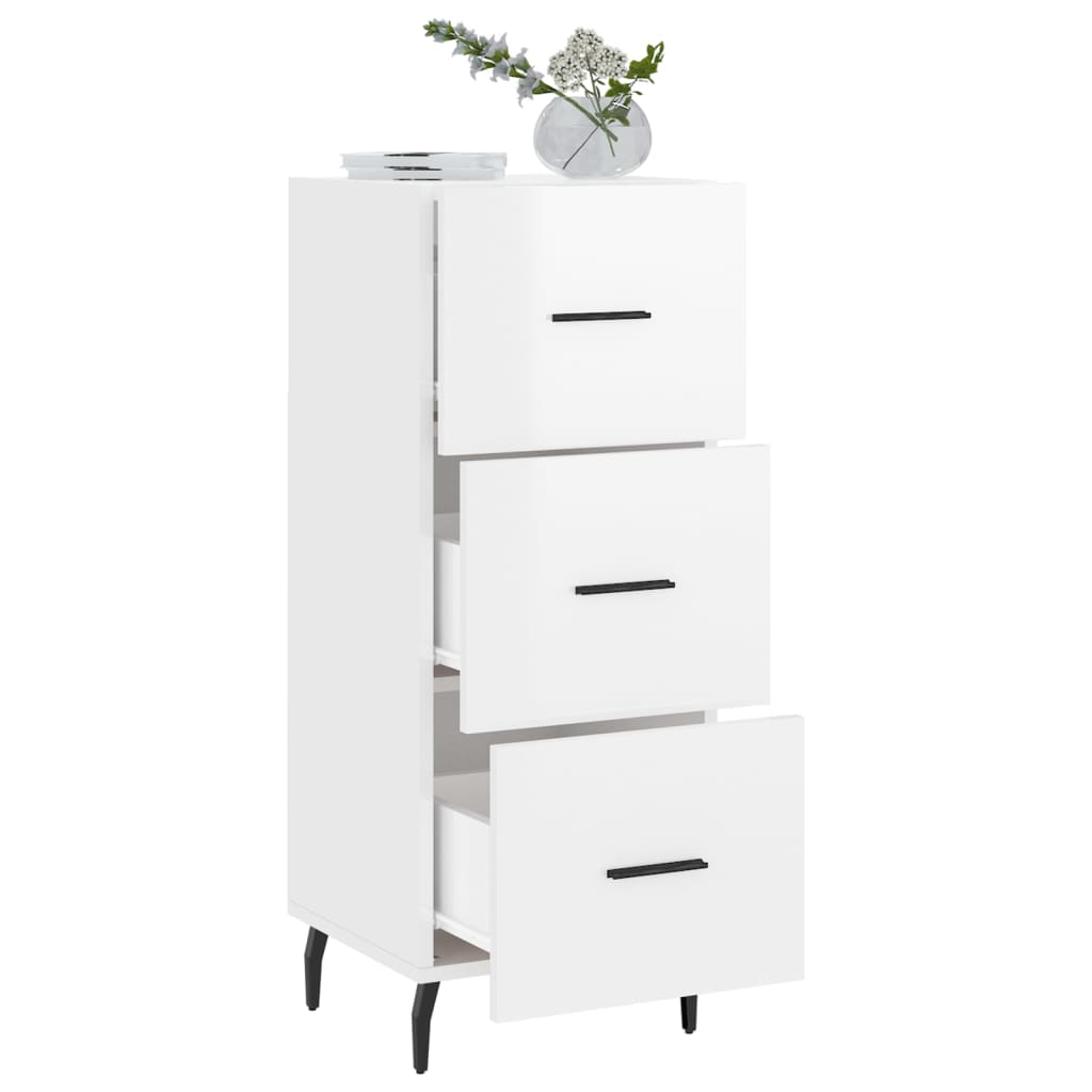 Credenza Bianco Lucido 34,5x34x90 cm in Legno Multistrato - homemem39