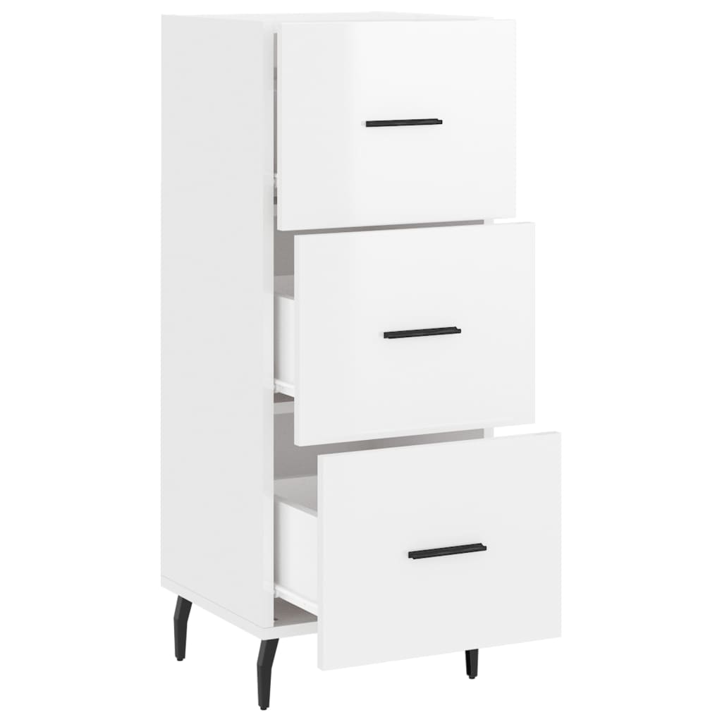 Credenza Bianco Lucido 34,5x34x90 cm in Legno Multistrato - homemem39