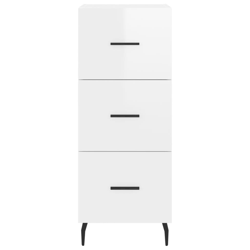 Credenza Bianco Lucido 34,5x34x90 cm in Legno Multistrato - homemem39