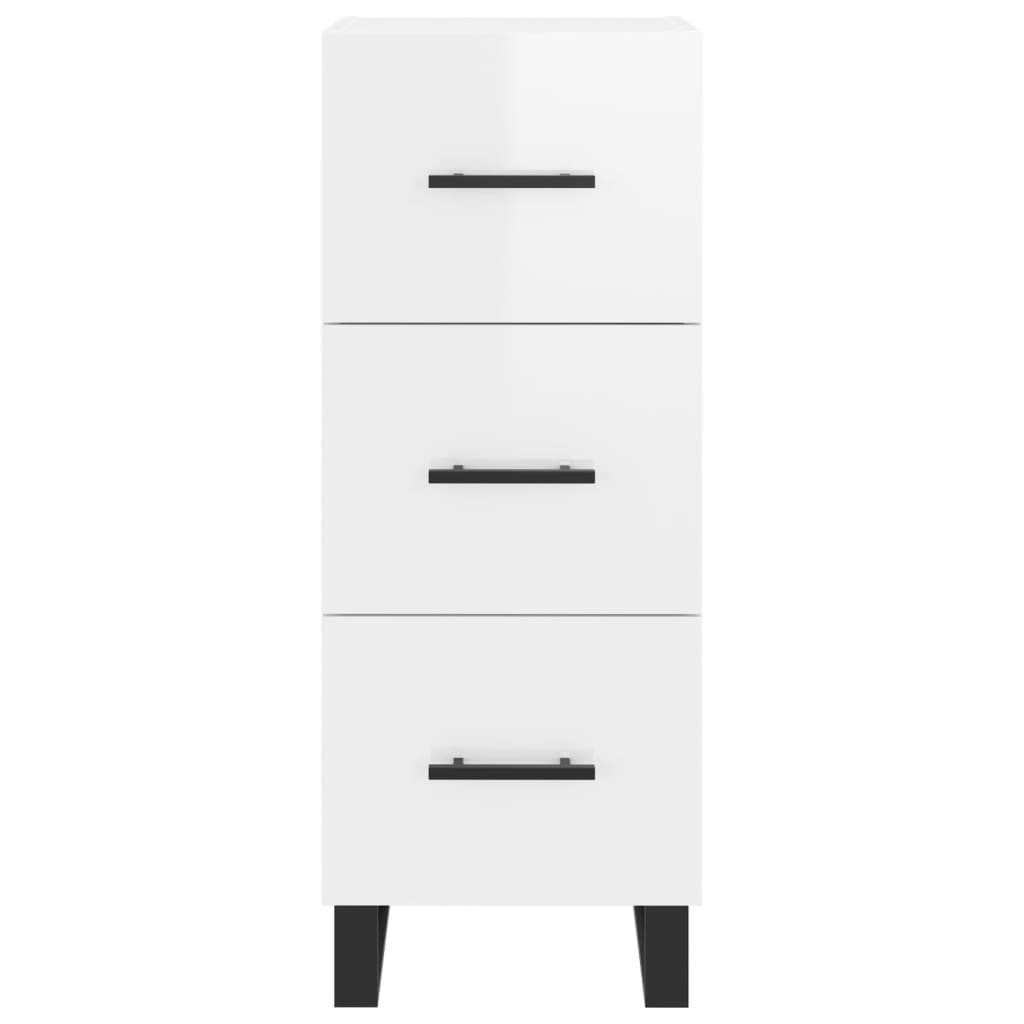 Credenza Bianco Lucido 34,5x34x90 cm in Legno Multistrato - homemem39