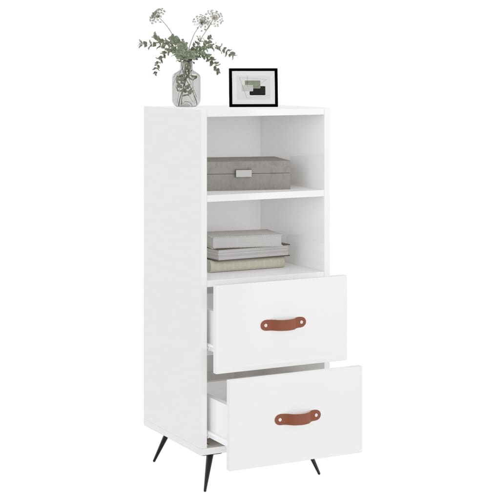 Credenza Bianco Lucido 34,5x34x90 cm in Legno Multistrato - homemem39