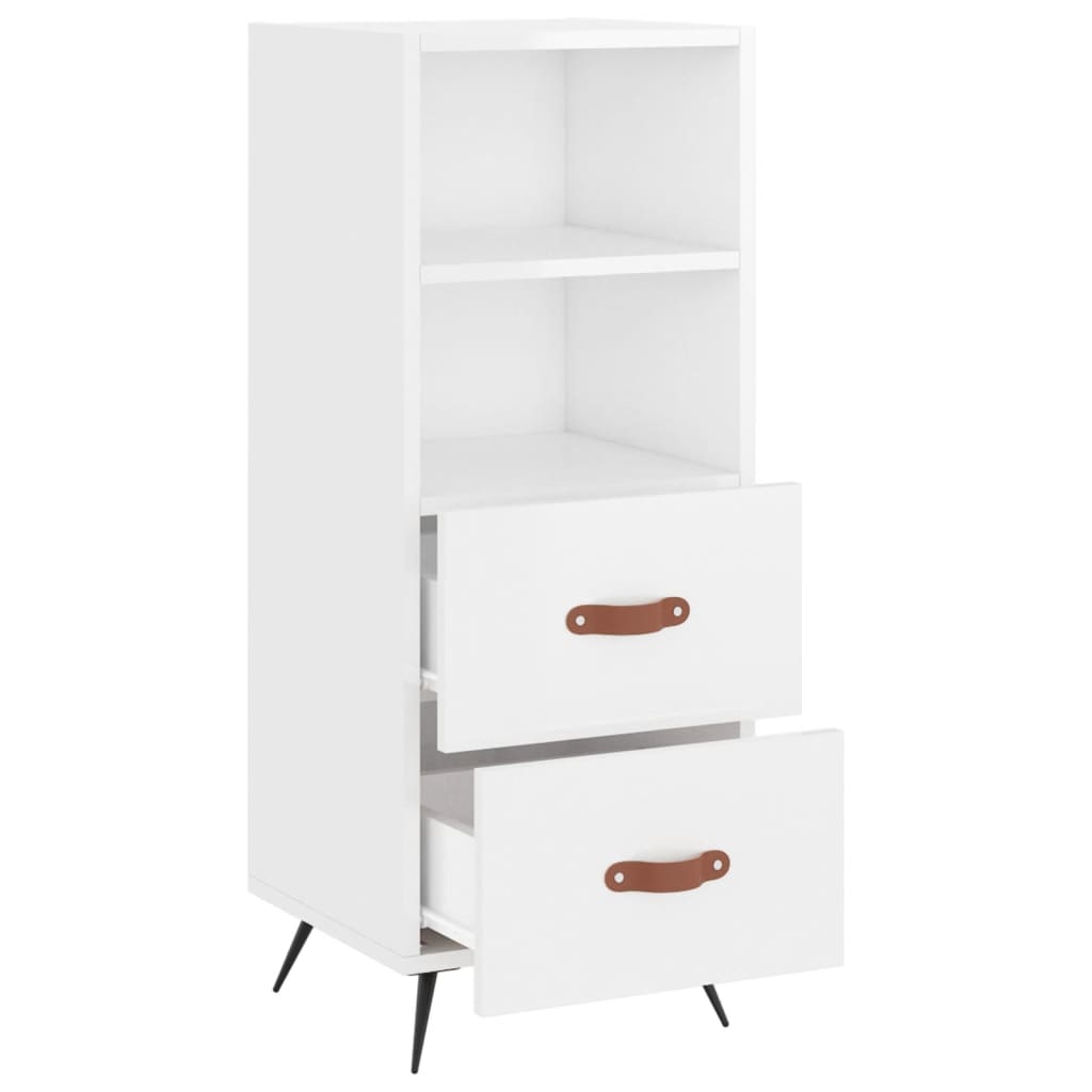 Credenza Bianco Lucido 34,5x34x90 cm in Legno Multistrato - homemem39