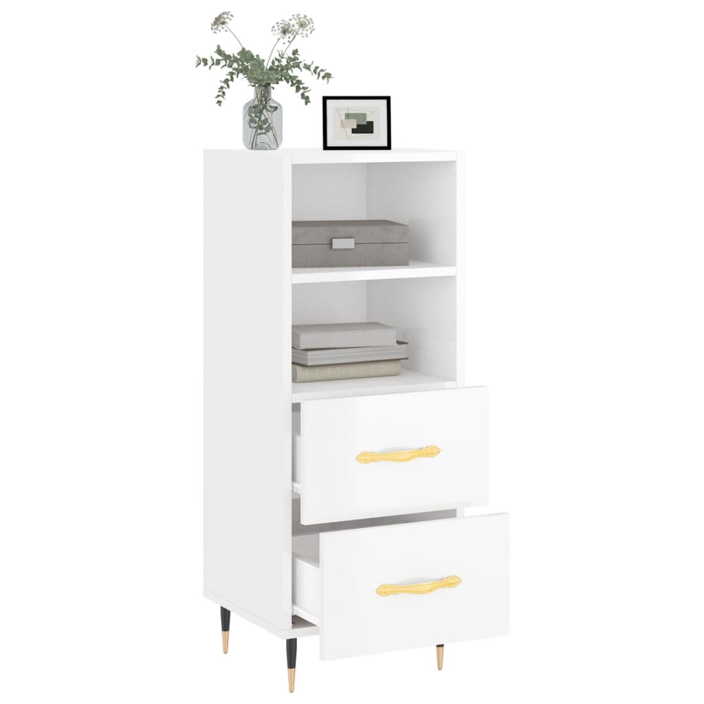 Credenza Bianco Lucido 34,5x34x90 cm in Legno Multistrato - homemem39