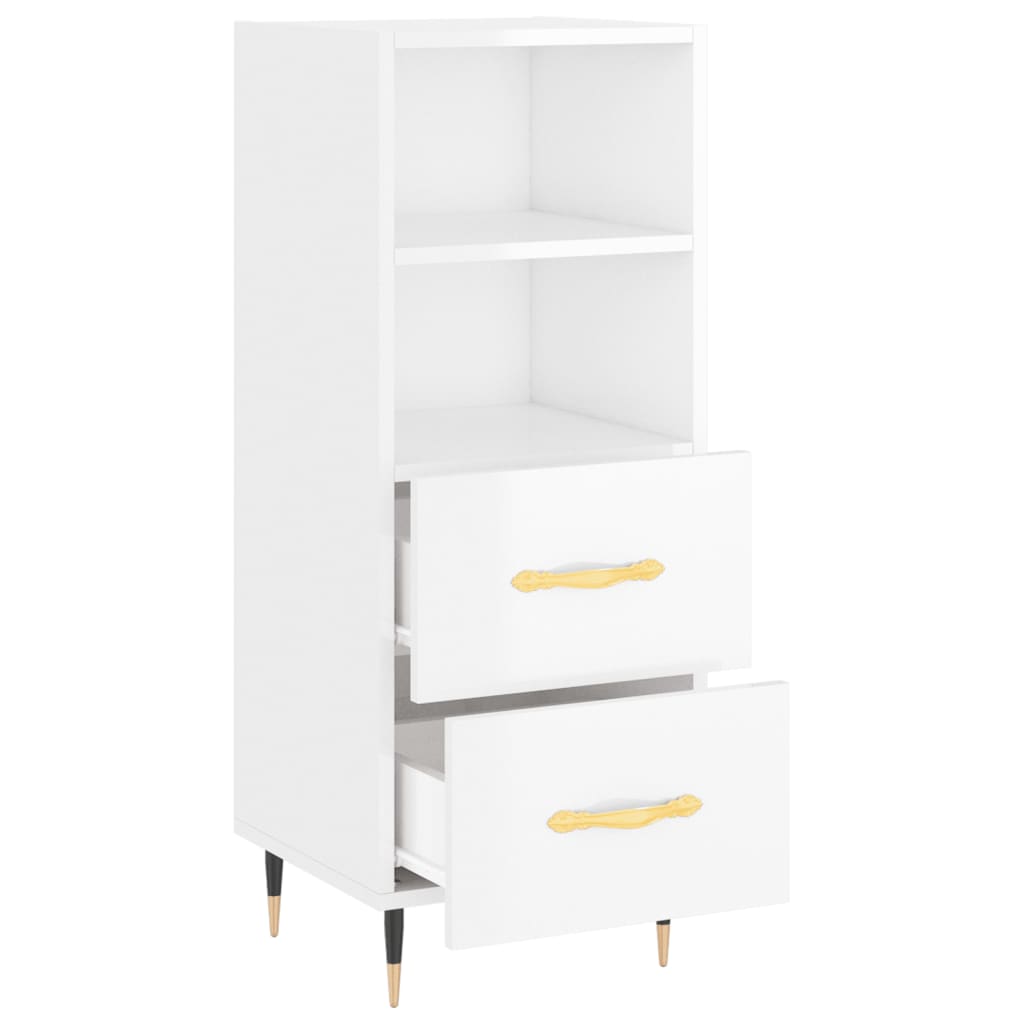 Credenza Bianco Lucido 34,5x34x90 cm in Legno Multistrato - homemem39