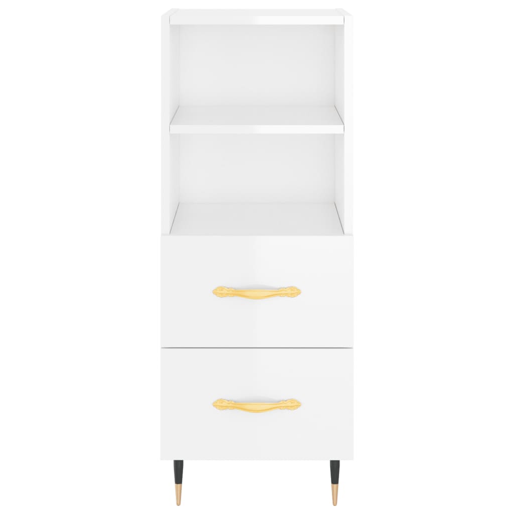 Credenza Bianco Lucido 34,5x34x90 cm in Legno Multistrato - homemem39